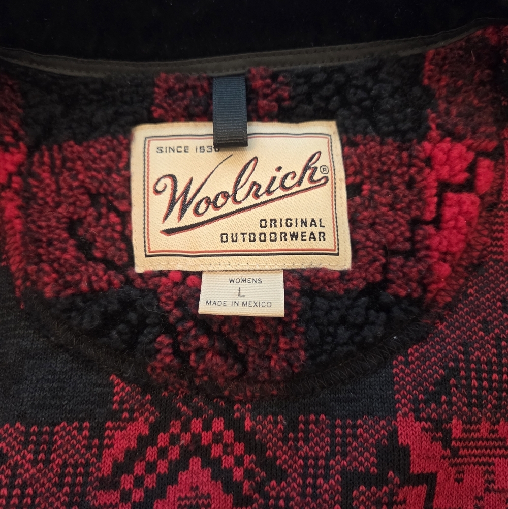 Vintage Woolrich Buffalo Plaid Fleece Vest, Velour Collar 90s Cabincore Large - Picture 7 of 12